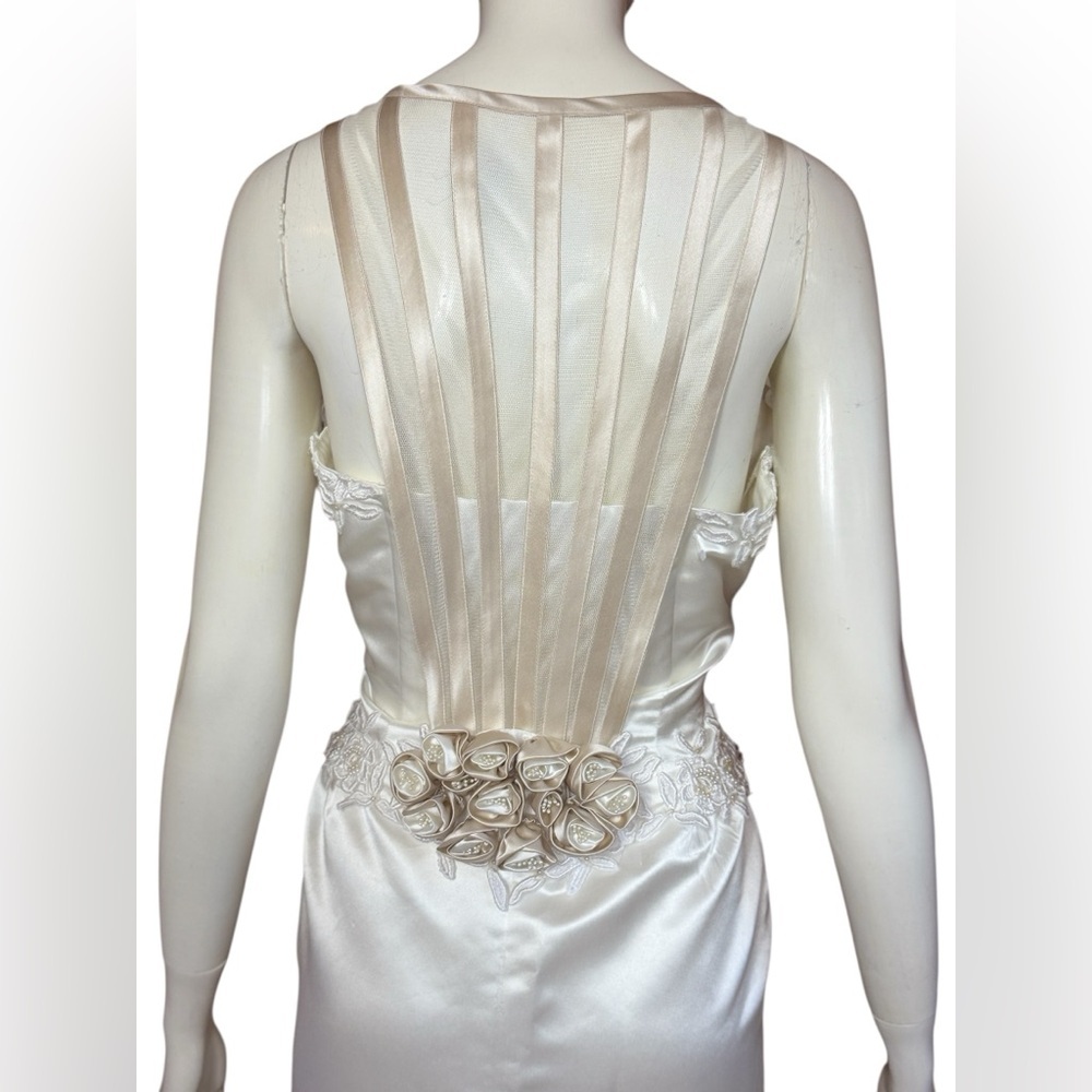 Michelangelo Elegant Cream Wedding Dress with Floral Accents Size 12 G#17